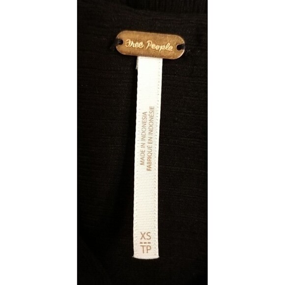 FREE PEOPLE CHECK ON IT NWT XS Black Faux Wrap Long Sleeve Draped Top NEW T8 - Picture 8 of 10